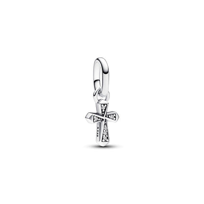 Sparkling Cross Mini Dangle Charm S925 Sterling Silver