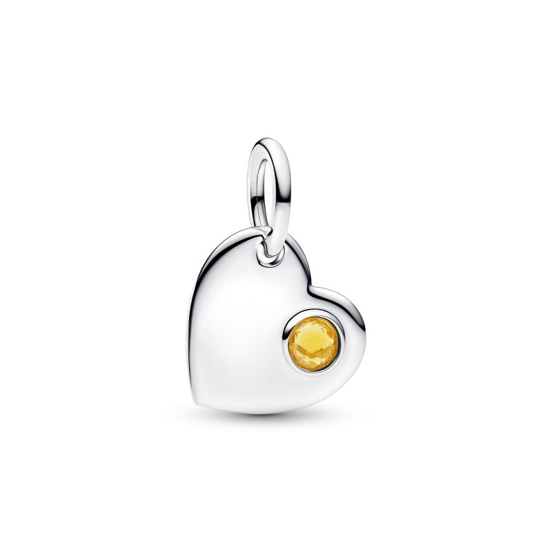 Birthstone Engravable Heart Dangle Charm Hallmarked S925 Sterling Silver