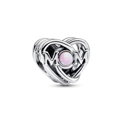 Openwork Mum & Heart Charm  S925 Sterling Silver