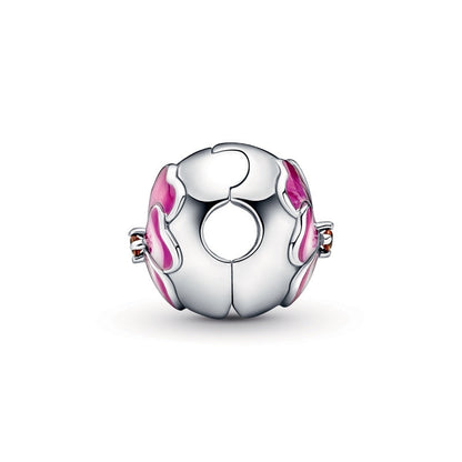 Pink Pansy Flower Clip Charm S925 Sterling Silver
