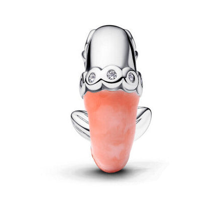 Pink Shrimp Charm  S925 Sterling Silver