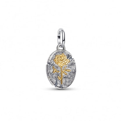 Rose Medallion Charm S925 Sterling Silver