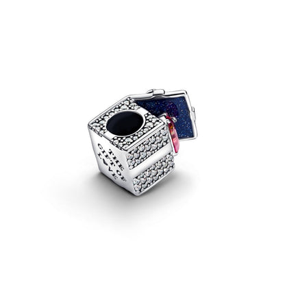 Sparkling Red Heart Gift Box Charm  S925 Sterling Silver