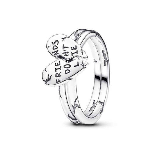 Sparkling White Radiant Stranger Things Friends Don't Lie Splittable Sterling Silver Ring