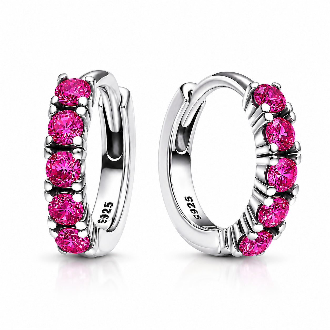 Pink Fuchsia Huggie Hoop Earrings