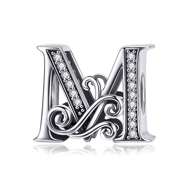 S925 Classic Alphabets A to Z Sterling Silver Charms Collection