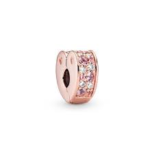 S925 Heart Clip Stopper Pink Clear Multicolour Sterling Silver Charm Collection