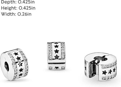 Row of Stars Clip Charm  S925 Sterling Silver