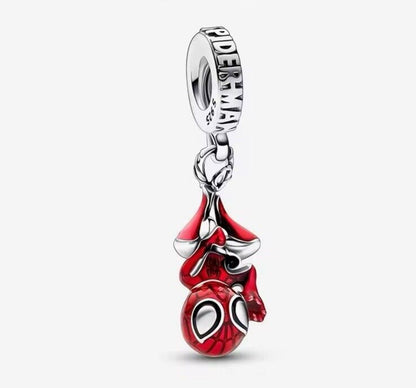 Marvel Hanging Spider Man Dangle Charm S925 Sterling Silver