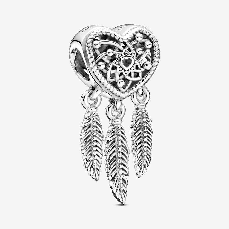 Heart Feather Dreamcatcher Charm S925 Sterling Silver
