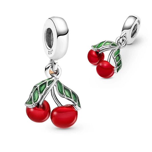 Asymmetrical Cherry Fruit Dangle?harm S925 Sterling Silver