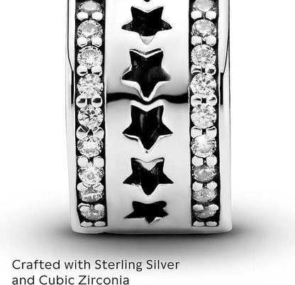 Row of Stars Clip Charm  S925 Sterling Silver
