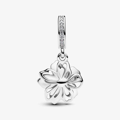 Blue Cherry Blossom Dangle Charm S925 Sterling Silver