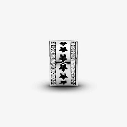Row of Stars Clip Charm  S925 Sterling Silver
