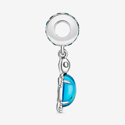 Blue Murano Turtle Dangle Charm S925 Sterling Silver