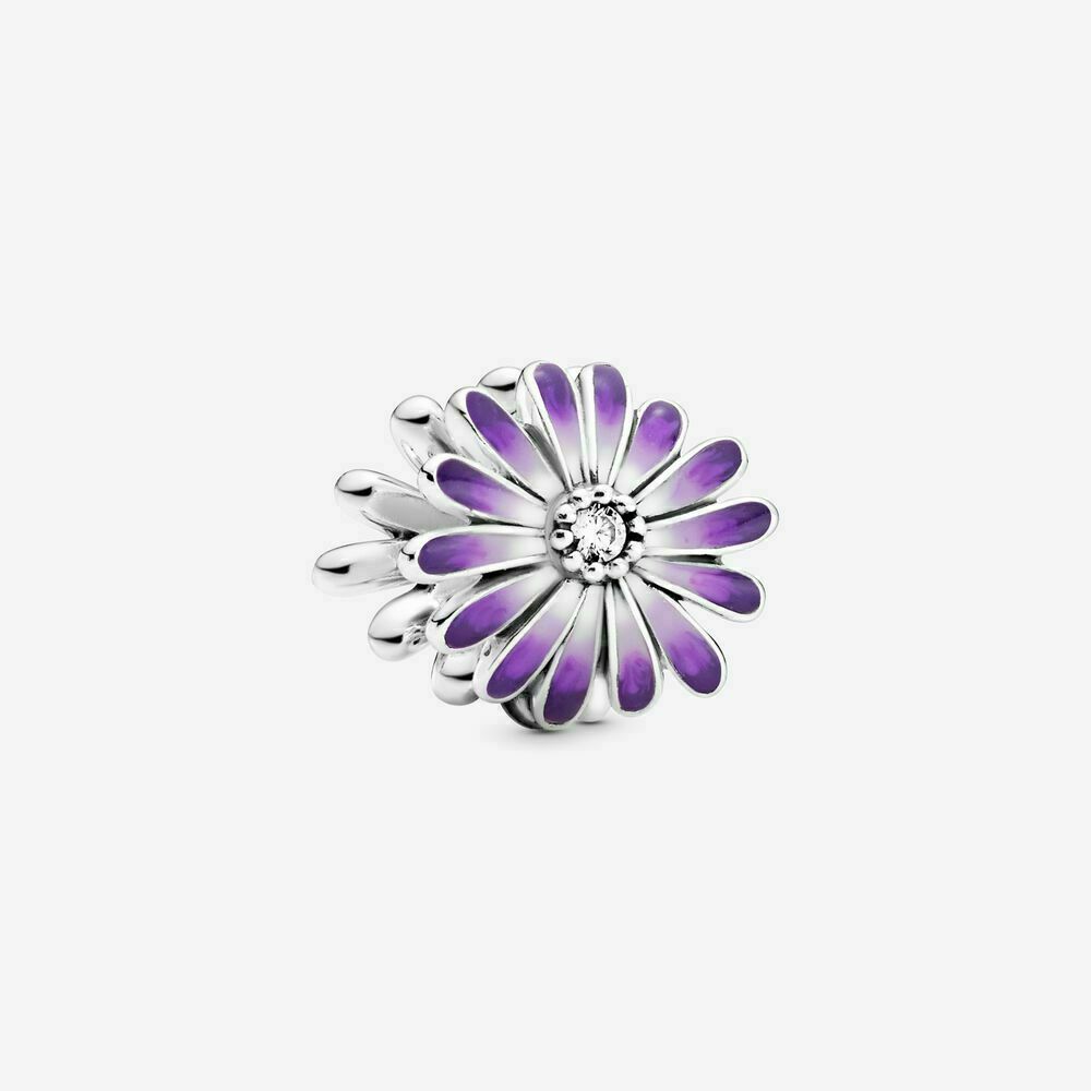 Purple Daisy Flower Charm S925 Sterling Silver