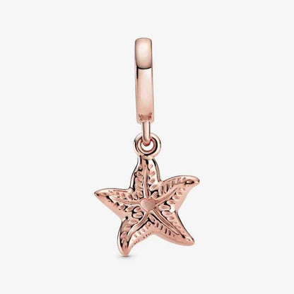 Ocean Sea Life Sparkling Starfish Dangle Charm  S925 Sterling Silver
