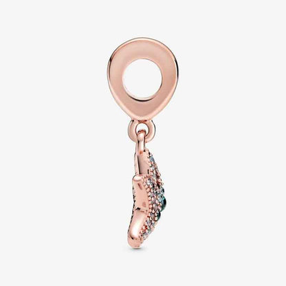 Ocean Sea Life Sparkling Starfish Dangle Charm  S925 Sterling Silver